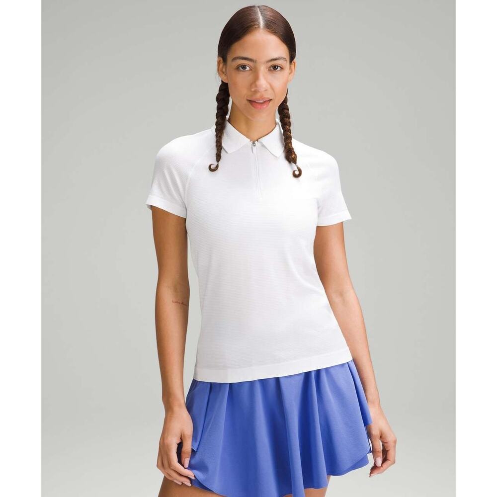 Lululemon Womens Swiftly Tech Short Half-Zip Sleeve Polo Shirt Size 4 White